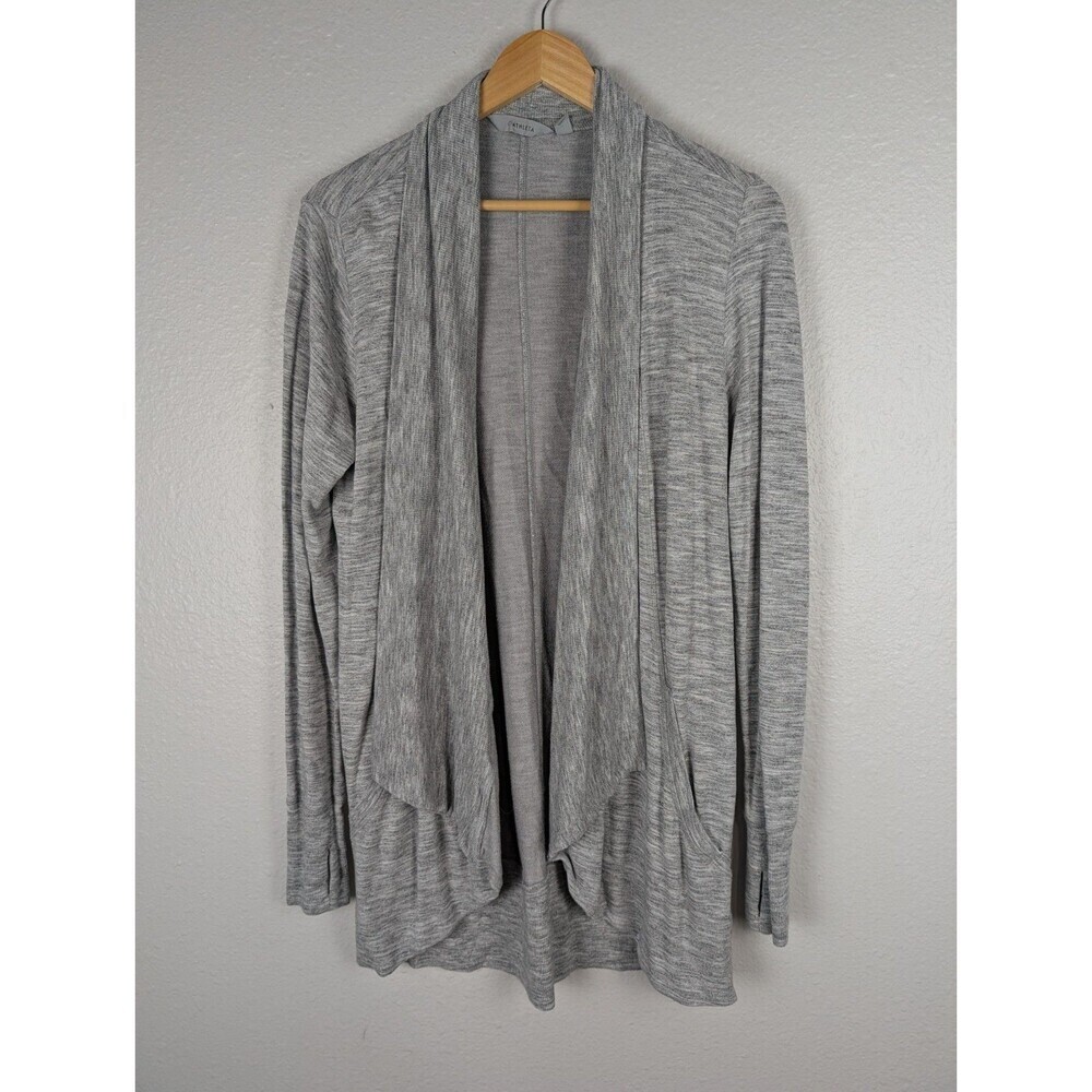 Athleta Cardigan Open Front Long Sleeve Gray Modal Sz M Athleisure Yoga Gym 152
